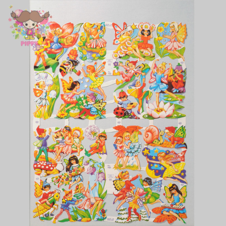 Mamelok glossy pictures - Fairies with Flowers and Bugs Scrap Sheet